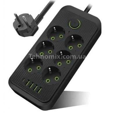 Мережевий фільтр з USB (6&times;220В+4&times;USB+1&times;Type-C) QL-1075U 3 метри Чорний