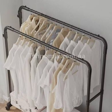 Стійка для одягу підлогова металева на коліщатках Loft Rack Чорна