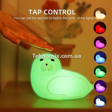 Детский силиконовый ночник игрушка Тюлень