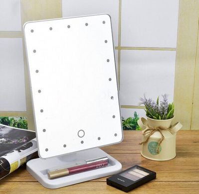 Настільне дзеркало для макіяжу Mirror з LED підсвічуванням 22 діода квадратне Біле