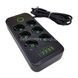 Мережевий фільтр з USB (6&times;220В+4&times;USB+1&times;Type-C) QL-1075U 3 метри Чорний