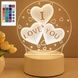 Настольный светильник&nbsp;New Idea 3D Desk Lamp Сердца в шаре I love you Белая подставка