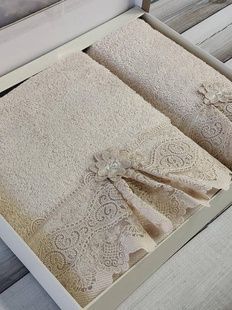 Полотенца Pupilla Romantik bej Пенье набор 2шт
