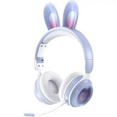Бездротові навушники дитячі з вушками кролика LED підсвічування KE-01 Блакитний