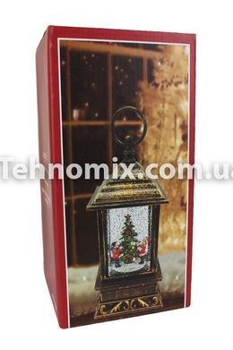 Декоративный новогодний фонарь квадрат "Мальчик и девочка у елочки"