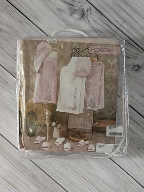 Набор в сауну женский (полотенце-юбка, чалма, тапочки) Pupilla Flowers gul Бамбук