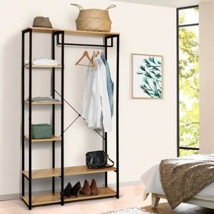 Вішалка-стелаж для одягу та взуття Loft SAM017 Чорна з коричневим
