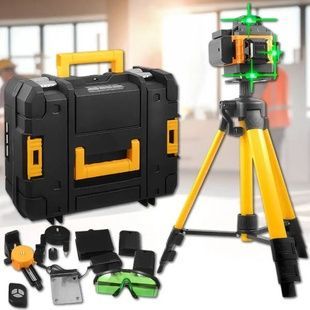 Лазерний рівень нівелір 16-лінійний з Led екраном у валізі LUX 4D Жовтий