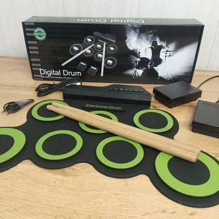 Барабанна установка на гнучкій основі USB Smart Drum Чорна із салатовим