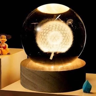 Акриловый одуванчик 8 см с подсветкой на подставке