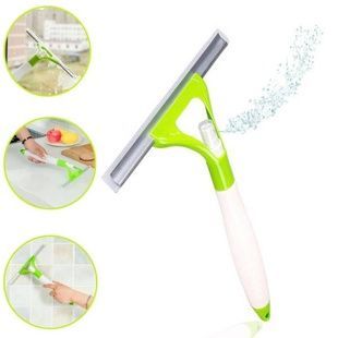 Щетка для мытья окон с пульверизатором (водозгон, стяжка) Economix Cleaning Зеленая