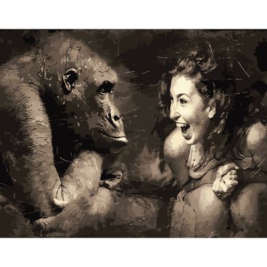 Картина по номерам Strateg ПРЕМИУМ Пантомима с обезьяной размером 40х50 см (DY084)