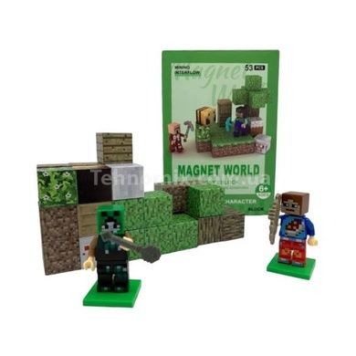 Конструктор магнитный 53 детали Minecraft Magnet WORLD S001-1 Разноцветный