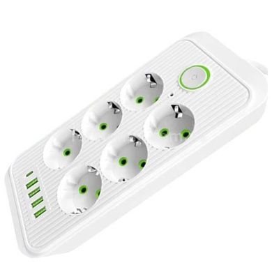 Сетевой фильтр с USB (6&times;220В+4&times;USB+1&times;Type-C) QL-1075U 5 метров Белый