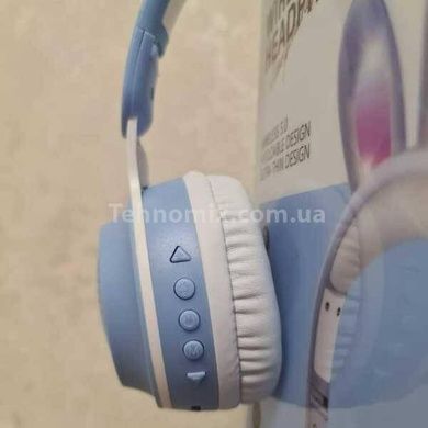 Бездротові навушники дитячі з вушками кролика LED підсвічування KE-01 Блакитний