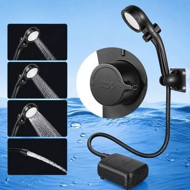 Душ аккумуляторный с силиконовым шлангом 2400 mAh Electric Outdoor Shower Черный