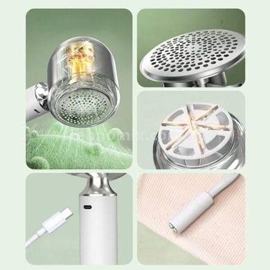 Машинка для видалення катишків акумуляторна з дисплеєм Shower head Біла