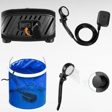 Душ аккумуляторный с силиконовым шлангом 2400 mAh Electric Outdoor Shower Черный