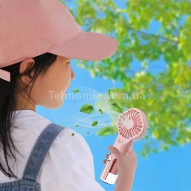 Вентилятор ручной портативный с распылением воды Small fan Розовый