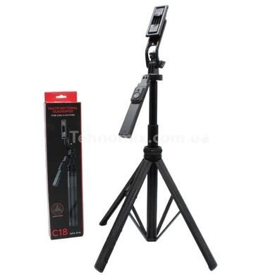 Штатив тренога с держателем для телефона поворотная С18 Selfie stick Черный