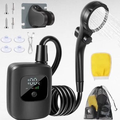 Душ аккумуляторный с силиконовым шлангом 2400 mAh Electric Outdoor Shower Черный