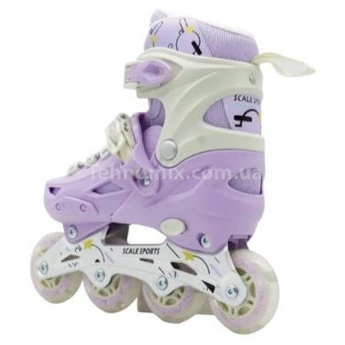 Ролики дитячі розсувні розмір 34-38 Scale Sports Purple LF 605 Бузкові з білим