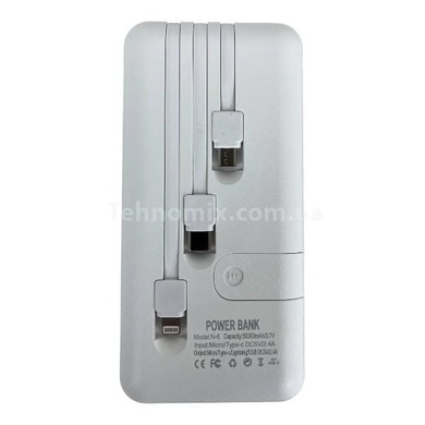 Power bank 50000mAh з проводами 3в1 Viaking N6 Білий