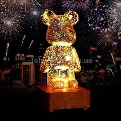 Нічник 3D Ведмедик Феєрверк на підставці BearBrick