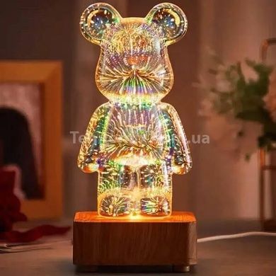 Нічник 3D Ведмедик Феєрверк на підставці BearBrick