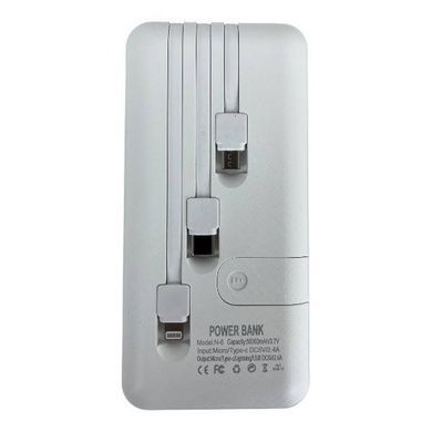 Power bank 50000mAh с проводами 3в1 Viaking N6 Белый