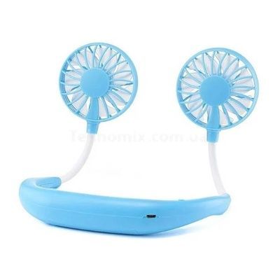 Вентилятор на шию USB Necklace Fan Блакитний