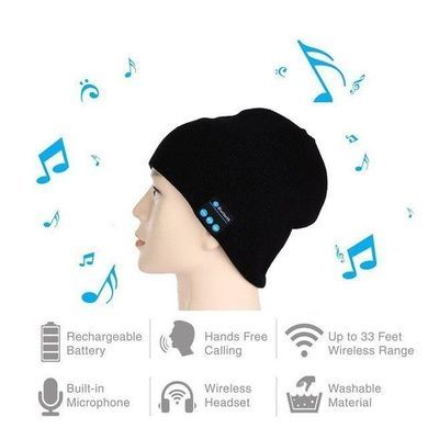Портативна колонка Шапка з bluetooth навушниками SPS Hat BT True, Колір Чорний