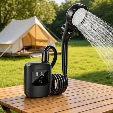 Душ аккумуляторный с силиконовым шлангом 2400 mAh Electric Outdoor Shower Черный