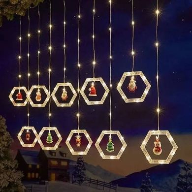 Гирлянда штора игрушки в сотах 10шт USB Мультиколор