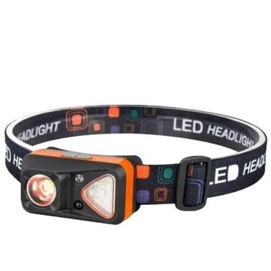 Фонарь налобный с датчиком движения W-18-XPG+6SMD white/red Черный