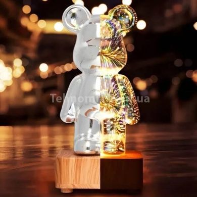 Нічник 3D Ведмедик Феєрверк на підставці BearBrick