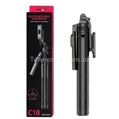 Штатив тренога с держателем для телефона поворотная С18 Selfie stick Черный