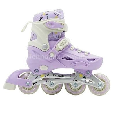 Ролики дитячі розсувні розмір 34-38 Scale Sports Purple LF 605 Бузкові з білим
