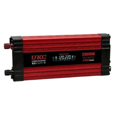 Перетворювач 2000W 12V AC/DC KSM LCD+2 USB Чорний з червоним
