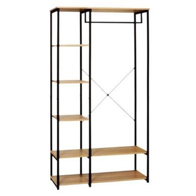 Вішалка-стелаж для одягу та взуття Loft SAM017 Чорна з коричневим