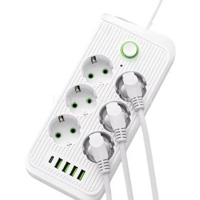 Сетевой фильтр с USB (6&times;220В+4&times;USB+1&times;Type-C) QL-1075U 5 метров Белый