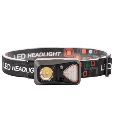 Фонарь налобный с датчиком движения W-18-XPG+6SMD white/red Черный