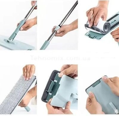 Комплект для прибирання відро та швабру HouseWork flat bucket Mop 8л Темно-зелений