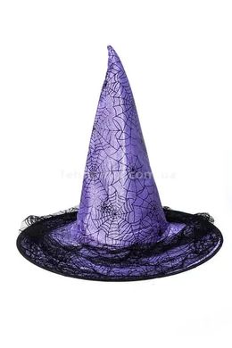 Шляпа ведьмы с паутиной Сиреневая