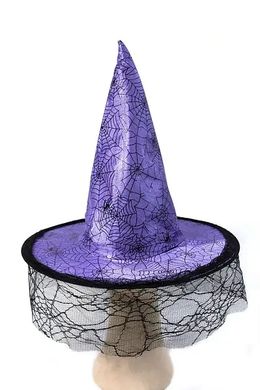 Шляпа ведьмы с паутиной Сиреневая