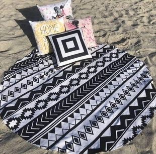 Підстилка кругла пляжна Sultana Black 150х150см Бавовна