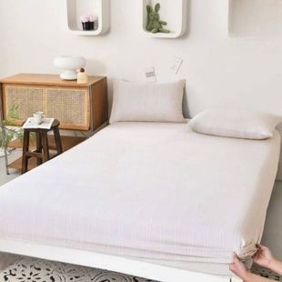 Муслинова простирадло на гумці 180х200+25см 32521 Крем