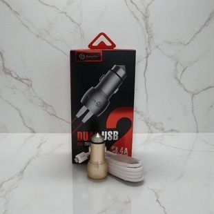 Автомобільний зарядний пристрій Soloffer C201 + кабель USB iphone Золоте з білим