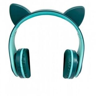 Беспроводные наушники Bluetooth с кошачьими ушками LED YW-018 Зеленые