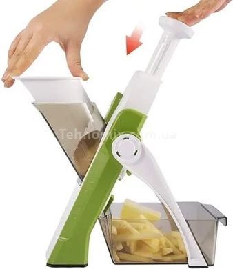 Измельчитель овощей SAFE SLICE MANDOLINE Ручная овощерезка с контейнером Зеленый